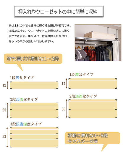 キャスター付き桐衣装箱 5段 高さ59cm 隅金具付 桐ケース 衣装ケース 押入れ クローゼット 桐たんす 保管庫 保管ケース 着物 衣類収納 洋服 浴衣(代引不可)