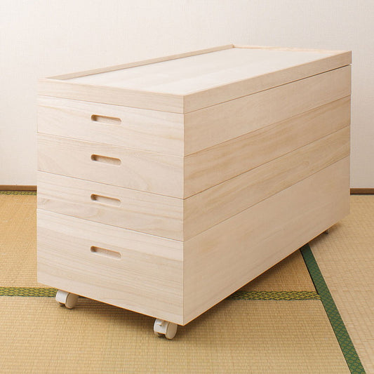 日本製 国産 完成品 桐高さ55(白キャスター付)収納 桐収納 桐 押入れ収納 収納ボックス シンプル 和風 収納箱 衣装ケース(代引不可)