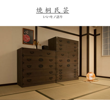 日本製 大川家具 民芸 焼桐 箪笥3段 三段 タンス 桐たんす 箪笥 収納 衣類収納 収納タンス 和風 和モダン おしゃれ 和室 国産(代引不可)