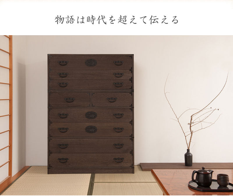 日本製 大川家具 民芸 焼桐 箪笥3段 三段 タンス 桐たんす 箪笥 収納 衣類収納 収納タンス 和風 和モダン おしゃれ 和室 国産(代引不可)