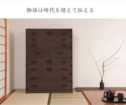 日本製 大川家具 民芸 焼桐 箪笥5段 五段 タンス 桐たんす 箪笥 収納 衣類収納 収納タンス 和風 和モダン おしゃれ 和室 国産(代引不可)