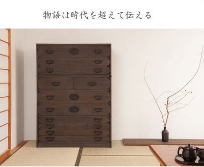 日本製 大川家具 民芸 焼桐 箪笥7段 七段 タンス 桐たんす 箪笥 収納 衣類収納 収納タンス 和風 和モダン おしゃれ 和室 国産(代引不可)