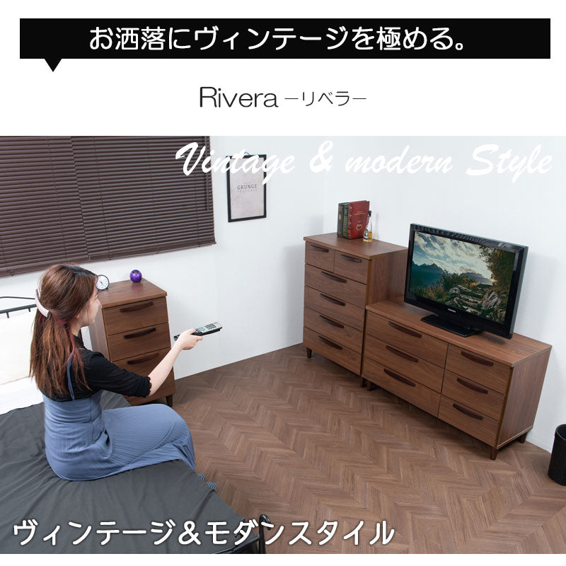 日本製 ヴィンテージスタイル ハイチェスト 幅70cm ブラウン チェスト 