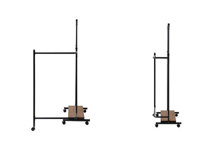 IKOU キャスター付き衣桁 高さ伸縮 回転式ハンガー ブラックブラウン 桐棚 ハンガーラック 衣桁 着物 ブラウン スリム コートハンガー 省スペース 和 洋室 寝室 玄関 子供 洋服 リビング キャスター(代引不可)