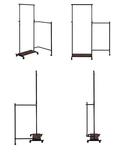 TBAR 高さ自在回転式ハンガー多機能なキャスター付きハンガーラック ブラックブラウン ハンガーラック ブラウン スリム コートハンガー 省スペース 寝室 玄関 子供 洋服 キャスター付き 棚付き(代引不可)