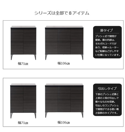 日本製 完成品 キャビネット 2×2 ブラック 幅71 スクエア 国産 扉タイプ おしゃれ 黒 男前家具 木目調 木製 モノトーン モダン 北欧 収納(代引不可)