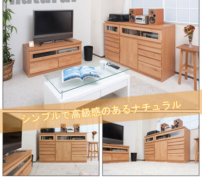 天然木アルダーFAX台兼用リビングチェスト幅45cm ナチュラル アルダー 天然木 北欧 完成品 国産 FAX チェストボード(代引不可)