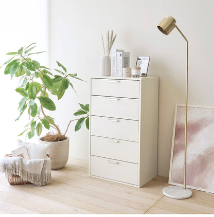 チェスト 幅57cm 高さ100cm ナチュラルブラウン 引出5段 タンス 衣類収納 収納家具 リビングチェスト 木目調 おしゃれ 北欧 シンプル 白井産業 フルニコ 組立式 FUL-1055HNA