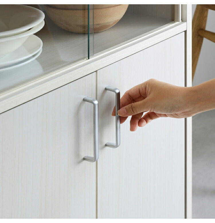 食器棚 幅57cm 高さ80cm ガラス引き戸 キッチン収納 キャビネット 白井