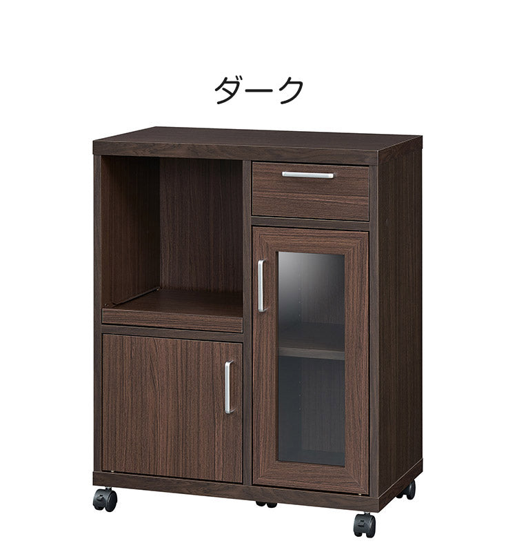 白井産業 カウンターワゴン 食器棚 幅64cm 高さ80cm スライド棚