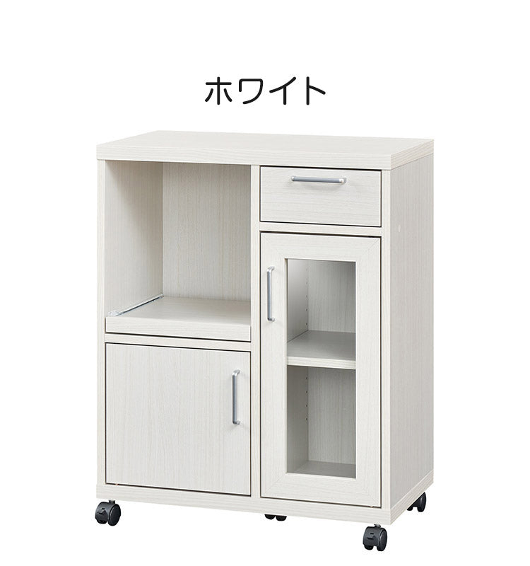 白井産業 カウンターワゴン 食器棚 幅64cm 高さ80cm スライド棚