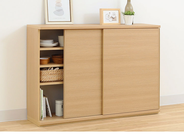 中古品　カウンター？キャビネット？ 幅110cm 3列2段カウンターキャビネット NC-8011CT ダークブラウン木目