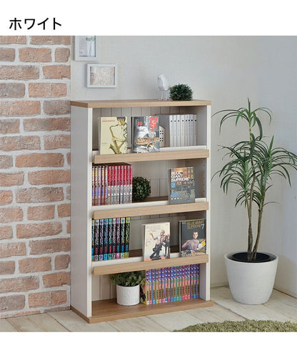 日本製 コミックラック 本棚 幅60 四段 4段 木目 おしゃれ ほんだな 扉付 大容量 シンプル おしゃれ 北欧 オープンラック 木製 国産 収納 リビング(代引不可)