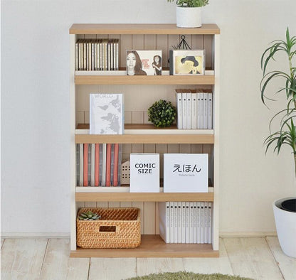 日本製 コミックラック 本棚 幅60 四段 4段 木目 おしゃれ ほんだな 扉付 大容量 シンプル おしゃれ 北欧 オープンラック 木製 国産 収納 リビング(代引不可)