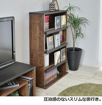 日本製 コミックラック 本棚 幅60 四段 4段 木目 おしゃれ ほんだな 扉付 大容量 シンプル おしゃれ 北欧 オープンラック 木製 国産 収納 リビング(代引不可)