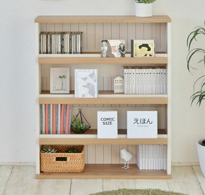 日本製 コミックラック 本棚 幅80 四段 4段 木目 おしゃれ ほんだな 扉付 大容量 シンプル おしゃれ 北欧 オープンラック 木製 国産 収納 リビング(代引不可)