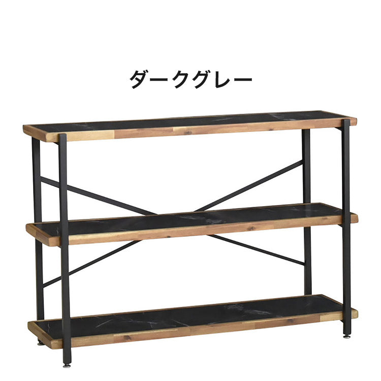 アイアン　ウッド　ハンガーラック 3段　シェルフ　　木目　ヴィンテージ風 オープンラック 幅118cm 3段 シェルフ FJ-W118-3段 木目調 おしゃれ