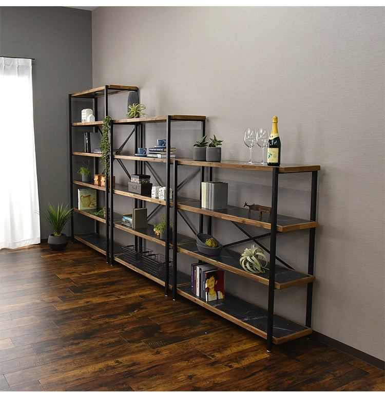 オープンラック 幅78cm 5段 シェルフ FJ-W78-5段 木目調 おしゃれ