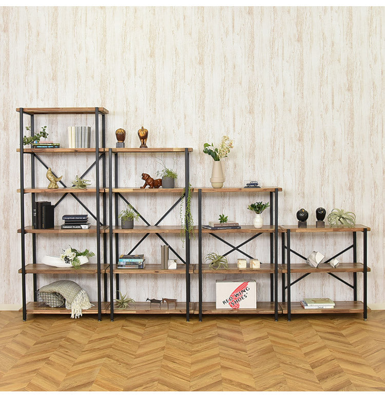 オープンラック 幅78cm 5段 シェルフ FJ-W78-5段 木目調 おしゃれ