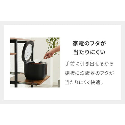 ダブルスライド棚 キャスター付き キッチンカウンター 幅100 VOID STACK series 大型レンジ対応 キッチンラック レンジ台 レンジボード レンジラック キッチン ラック シェルフ キッチン収納(代引不可)