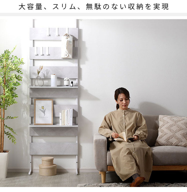 突っ張り ラック 幅60cm 壁面収納 フック付き つっぱり ラダーラック 間仕切り 突っ張りラック つっぱりラック 北欧 おしゃれ ナポリ(代引不可)