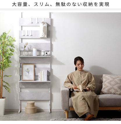 突っ張り ラック 幅60cm 壁面収納 フック付き つっぱり ラダーラック 間仕切り 突っ張りラック つっぱりラック 北欧 おしゃれ ナポリ(代引不可)