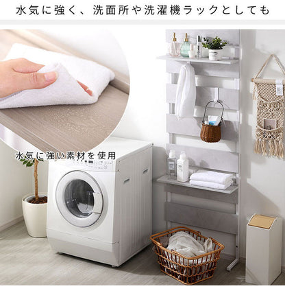 突っ張り ラック 幅60cm 壁面収納 フック付き つっぱり ラダーラック 間仕切り 突っ張りラック つっぱりラック 北欧 おしゃれ ナポリ(代引不可)