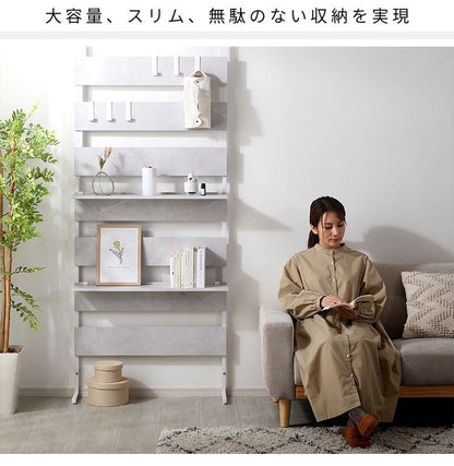 突っ張り ラック 幅80cm 壁面収納 フック付き つっぱり ラダーラック 間仕切り 突っ張りラック つっぱりラック 北欧 おしゃれ ナポリ(代引不可)