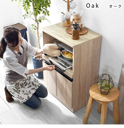 レンジ台 幅59cm 高さ90cm スライド棚付き レンジ台 レンジボード キッチン収納 キッチンラック 食器棚 北欧 おしゃれ ラプレミニ(代引不可)