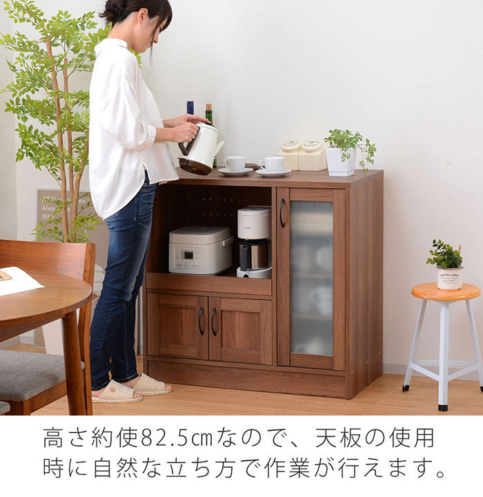 食器棚 幅88cm スライド棚付き コンセント付き レンジ台 レンジボード キッチンラック キッチン収納 キャビネット 北欧 おしゃれ(代引不可)