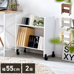 ファイルワゴン 2段 ファイルラック キャスター付き 斜め棚 ファイル収納 本棚 整理棚 サイドラック ファイル 本 雑誌 書類 整理(代引不可)