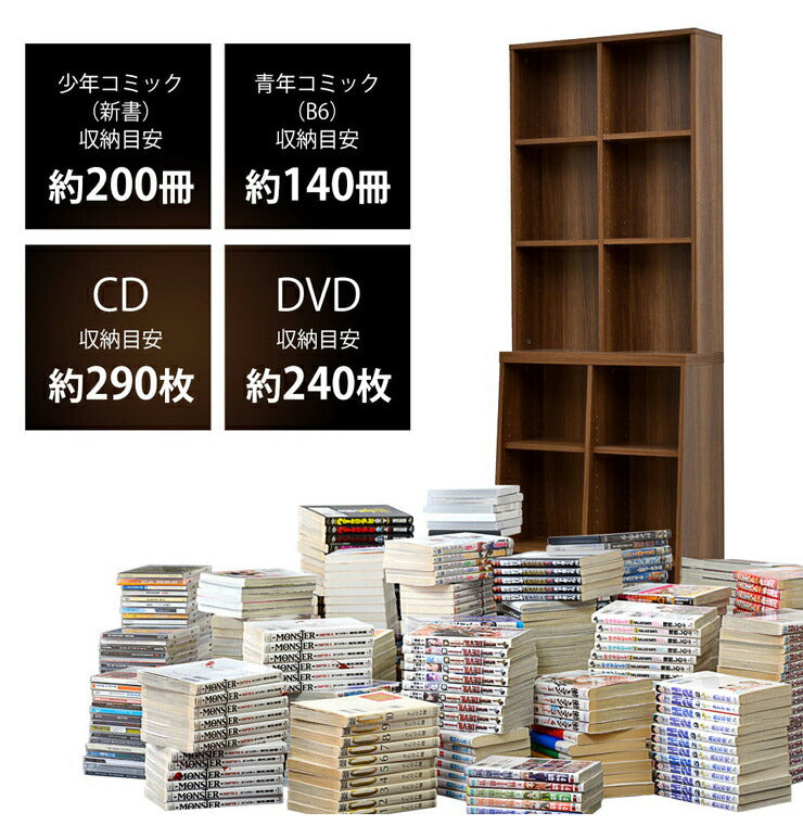 奥行きスリム本棚 少年コミックは約200冊収納可能 フリーラック 本棚 CD・DVD収納 オープンラック 収納棚 整理棚(代引不可)